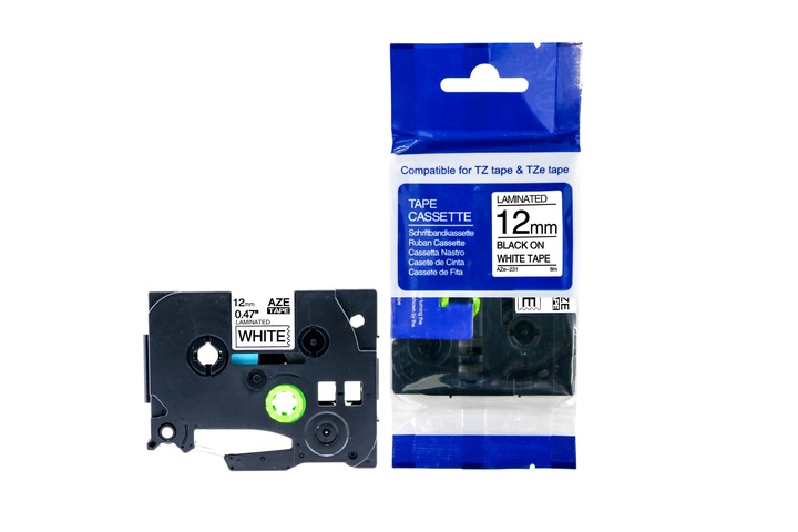 Taśma do Brother 12mm TZ-231 TZ231 Biała z Czarnym Nadrukiem ZESTAW 5 TAŚM