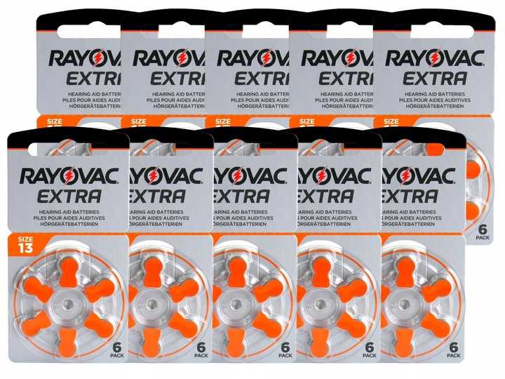 Baterie do aparatów słuchowych - RAYOVAC EXTRA - 13 / PR48 - 60 sztuk