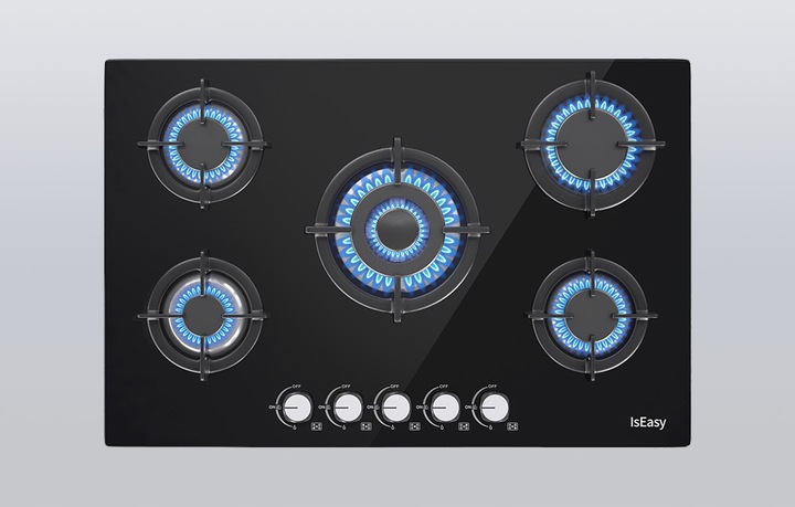 Płyta Gazowa Iseasy Mgbg-775 5 Żeliwnych Palników NG LPG Do Zabudowy