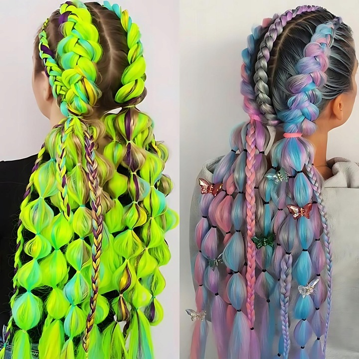 6X WŁOSY SYNTETYCZNE DO WARKOCZYKÓW KOLOROWE ZESTAW WŁOSÓW DOCZEPY