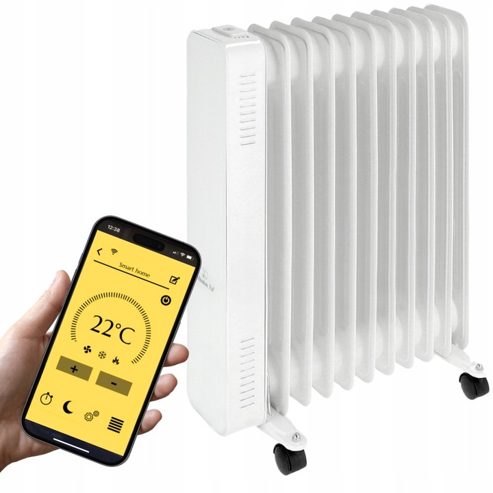 Grzejnik olejowy elektryczny Mission Air OSLO white 2500W biały WIFI TIMER