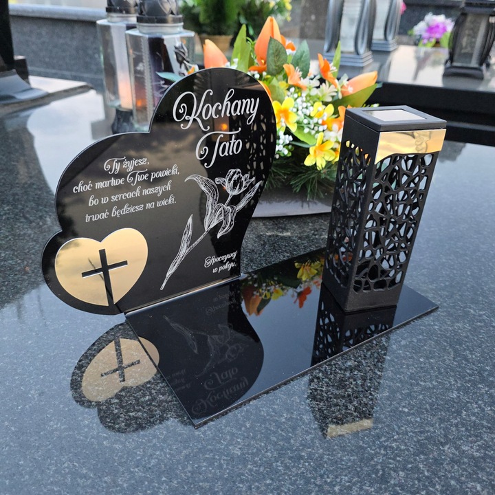 ZNICZ SOLARNY z Grawerem Wieczna Lampka Latarenka LED STATUETKA dla taty