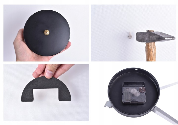 ZEGAR NAKLEJANY DIY 3D DUŻY CICHY POŁYSK EFEKT LUSTRZANY SREBRNY 130