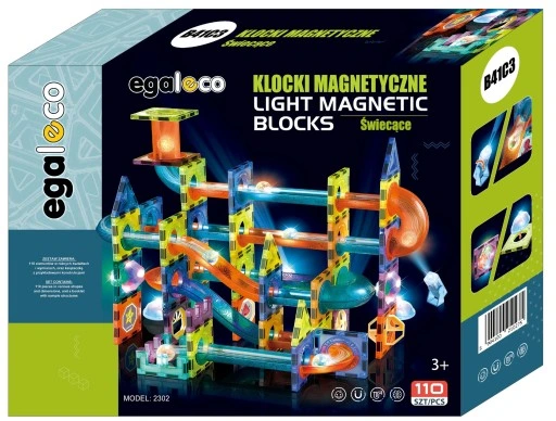 KLOCKI MAGNETYCZNE TOR KULKOWY 110 Elementów XXL