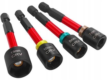 Zestaw nasadek magnetycznych do wkrętów walizka 4 sztuki UDAROWE