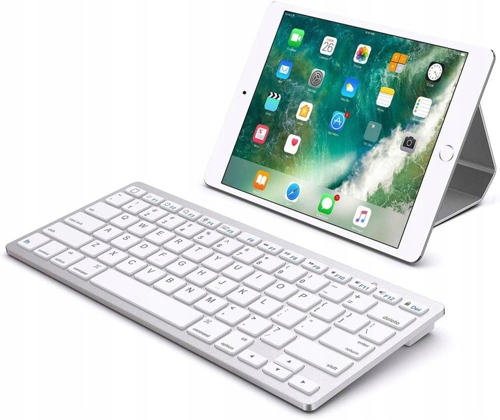 Klawiatura Bezprzewodowa Bluetooth do iPad iMac PS PC Komputera Biała