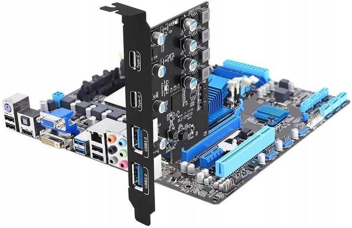 Karta rozszerzeń adapter do komputera PC PCI PCIe 2x USB 2x USB-C