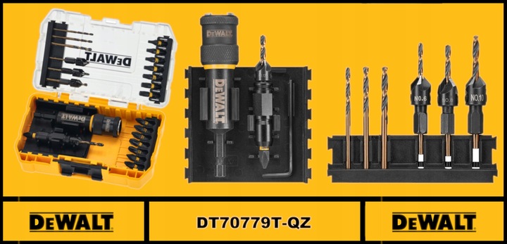 DeWALT ZESTAW WIERTEŁ I BITÓW 22cz. "OBRÓĆ I PRACUJ" W KASECIE DT70779T