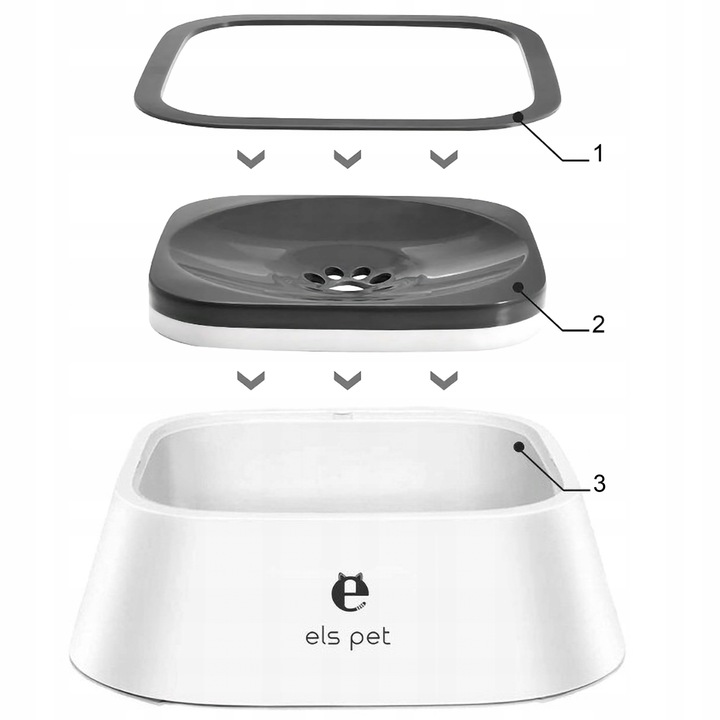 DUŻA MISKA NIECHLAPIĄCA DLA PSA 2L ELS PET, PRZENOŚNA, ANTYPOŚLIZGOWA