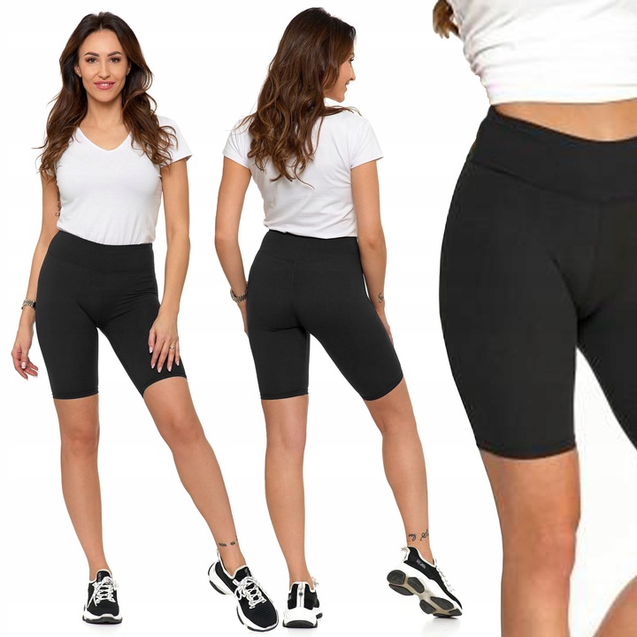 MORAJ Legginsy krótkie KOLARKI kryjące WYSOKI STAN getry spodenki S/M