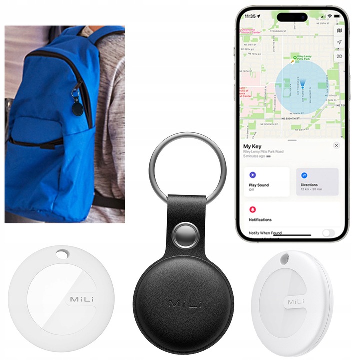 MiLi MiTag Lokalizator GPS IOS APPLE BT + Etui Brelok do plecaka