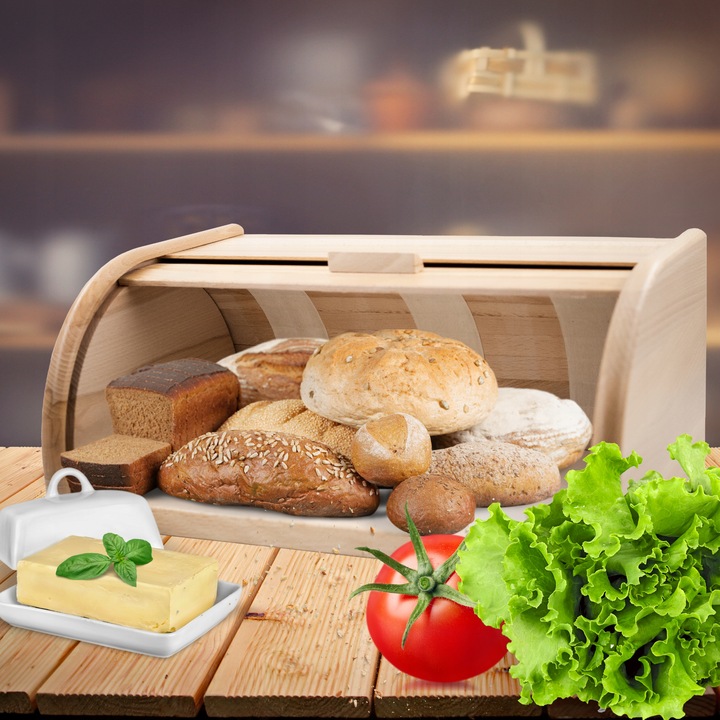 CHLEBAK POJEMNIK NA PIECZYWO DREWNIANY JEDNOCZĘŚCIOWY NATURALNY DUŻY 40x27