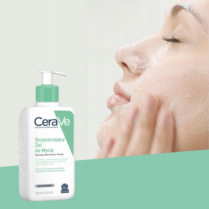 CeraVe Żel Oczyszczający do Mycia Skóra Tłusta Twarz Ciało 236ml x2