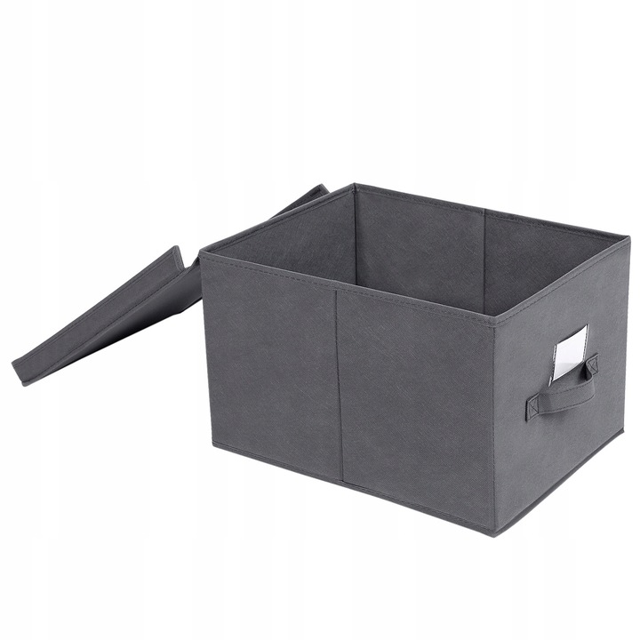 Organizer na Ubrania Pościel Szary Pojemnik Pudełko z Pokrywą do Szafy