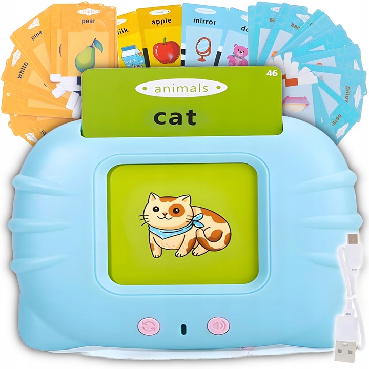 Czytnik Kart Nauka Słów Języka Angielskiego dla Dzieci 112 Kart 224 Słówek