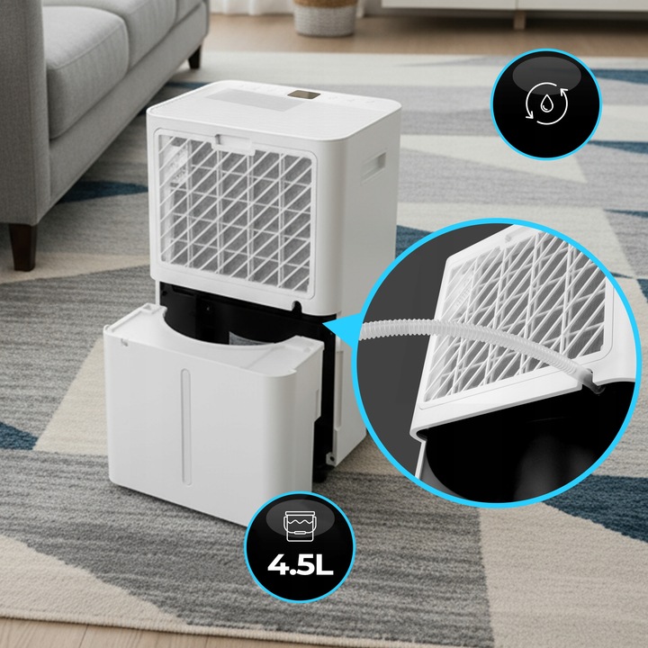 Osuszacz Powietrza Cube Pochłaniacz Wilgoci 20L Jonizacja WIFI 50 m2