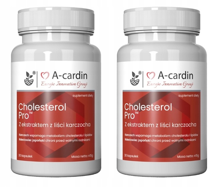 2 X A-CARDIN +GRATIS SUPLEMENT DIETY CHOLESTEROL KREW SERCE kapsułki 60 szt