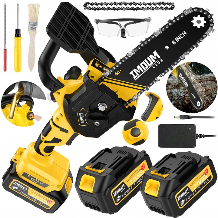 MINI PIŁA ŁAŃCUCHOWA AKUMULATOROWA PILARKA 8" DWA AKUMULATORY ZESTAW