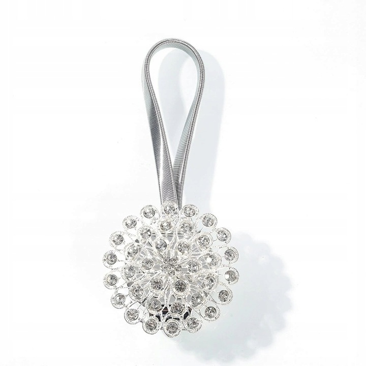 Spinka klamra z kryształkami na magnes do firan,zasłon x2