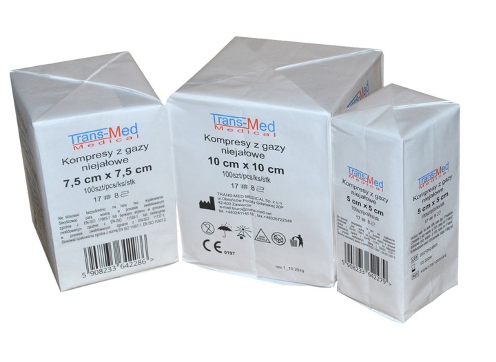 Kompresy gazowe niejałowe 17N8W 5 x 5 a100SZT x 100 opakowań