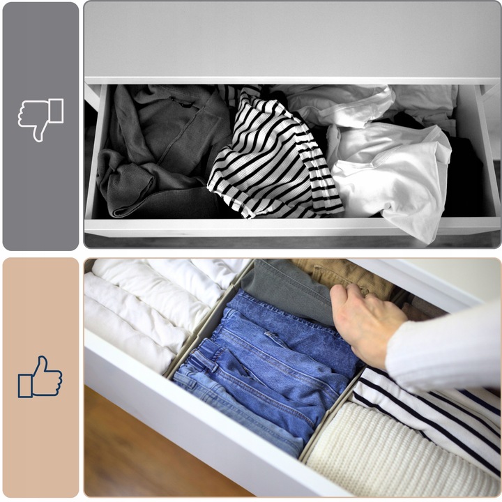 Zestaw 3x organizer pudełko pojemnik na ubrania bieliznę do komody M A