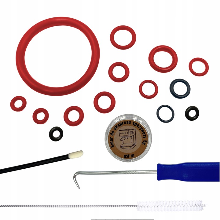 Kompletny zestaw uszczelek do Saeco Philips LatteGo + smar i akcesoria