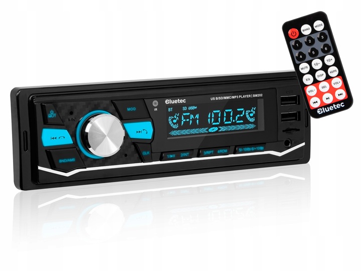 RADIO SAMOCHODOWE 1-DIN BLUETOOTH 5.0 USB SD AUX MP3 MIKROFON PILOT