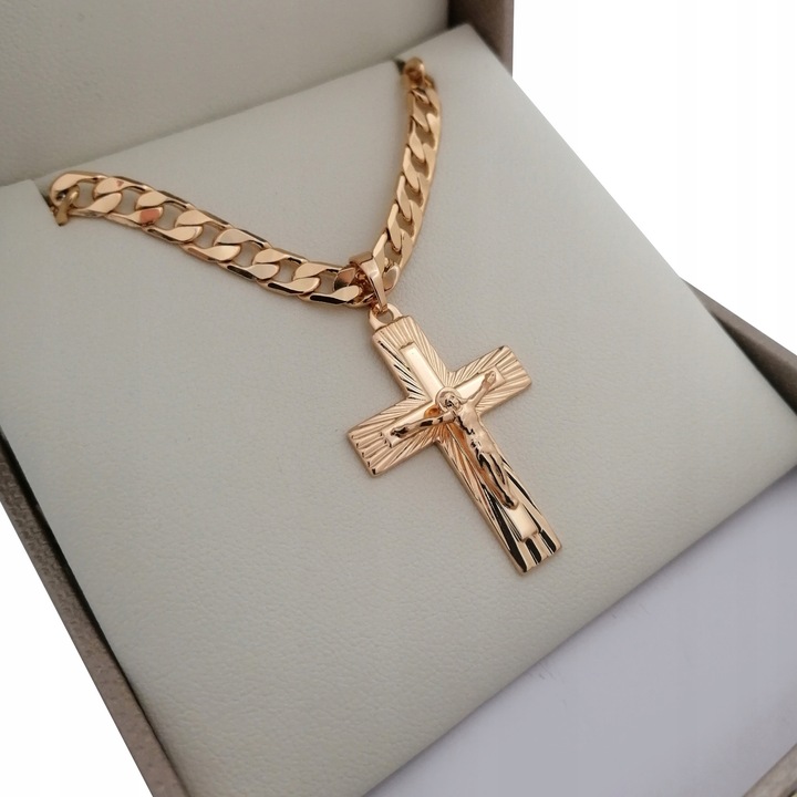 ZŁOTY ŁAŃCUSZEK MĘSKI PANCERKA+KRZYŻYK 18K 55CM PREZENT DLA NIEGO + GRATISY