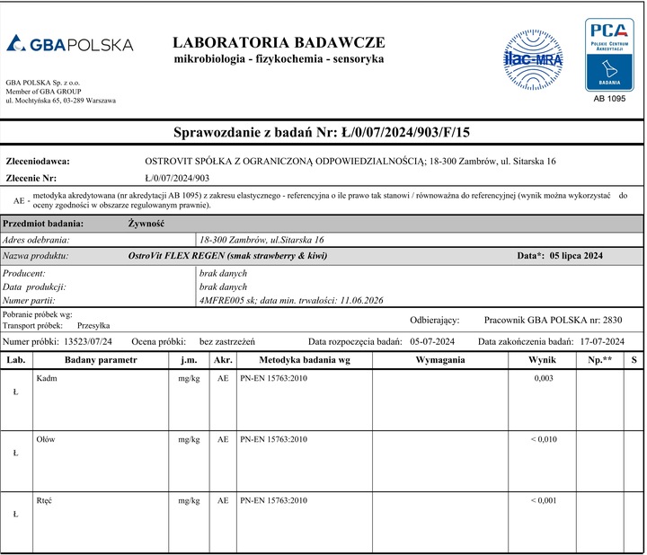OstroVit FLEX REGEN 400 G Na STAWY Kolagen MSM Kwas Hialuronowy Witamina C