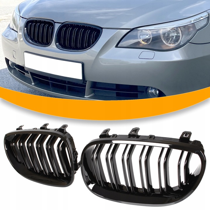 Grill Atrapa Nerki Pakiet Kratka Połysk Czarna do BMW E60 E61 M