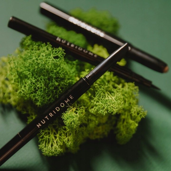 KREDKA DO BRWI ze szczotką GRAFITOWA z OLEJKIEM RYCYNOWYM miękka NUTRIDOME