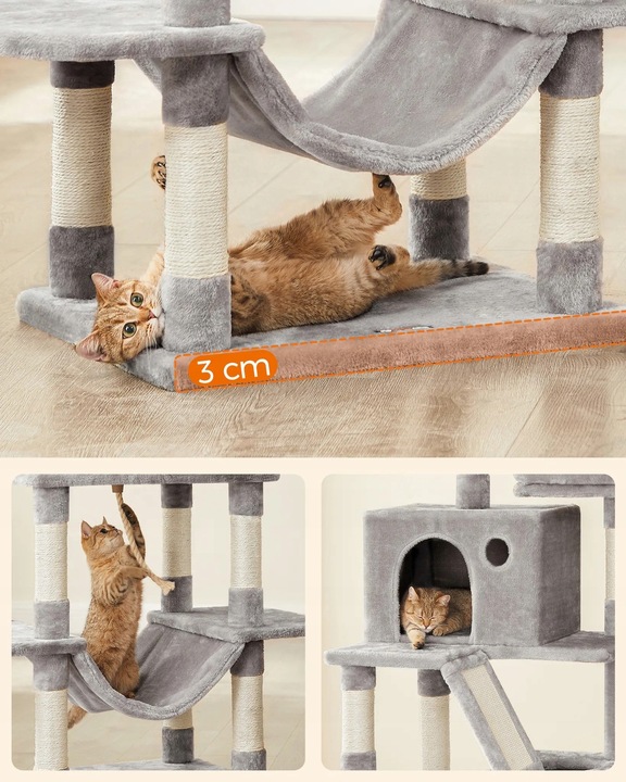 DRAPAK DRZEWO WIEŻA DOMEK DLA KOTA DUŻA 206CM SZARA XXL