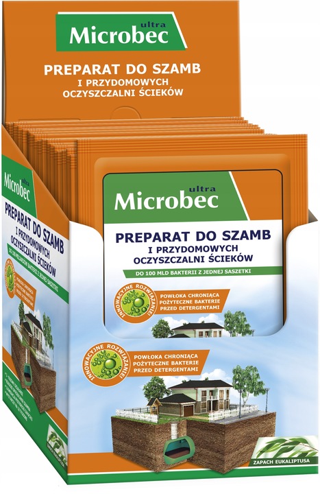 MICROBEC ULTRA preparat do szamb w saszetkach zapach eukaliptusa