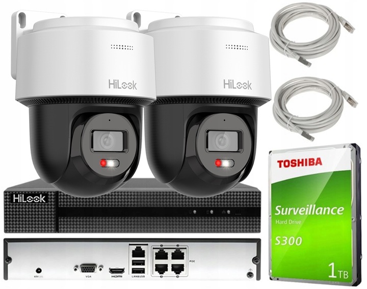 Zestaw Monitoringu 4Mpx Kamery Obrotowe IP HiLook Obrót 340 Stopni PoE