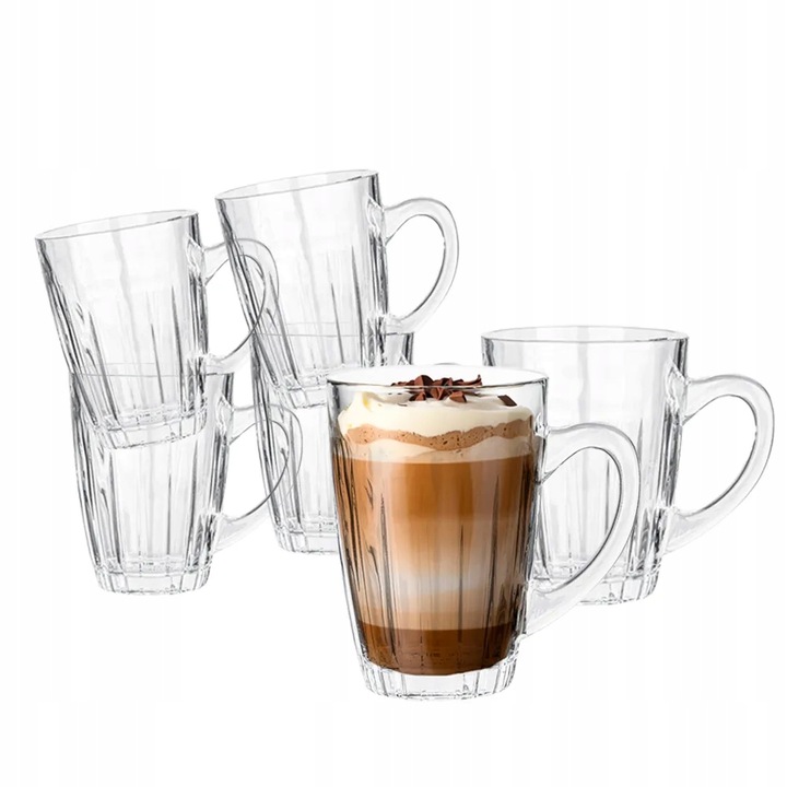 Zestaw 6 szklanek z uchem kubki do kawy latte Altom Design Venus 350 ml