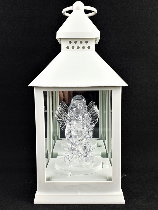 LAMPION Z ANIOŁKIEM ŚWIECĄCY NA BATERIE R6 LATARENKA BIAŁY ANIOŁ ZNICZ