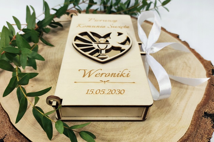 Pamiątka Pierwsza Komunia Święta kartka pudełko P1