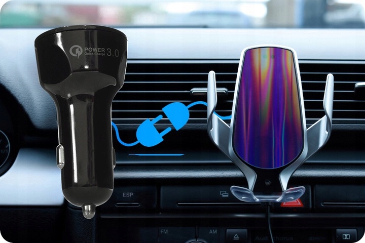 ZESTAW UCHWYT DO SZYBY DESKI SAMOZACISKOWY ŁADOWARKA SAMOCHODOWA 4xUSB 7A