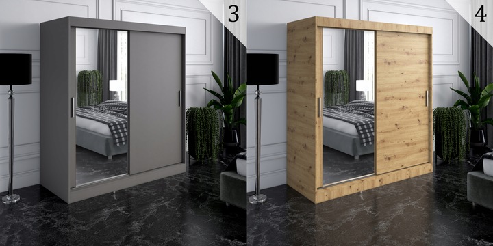 Szafa przesuwna 180cm 2 wnętrza ANTRACYT + ARTISAN