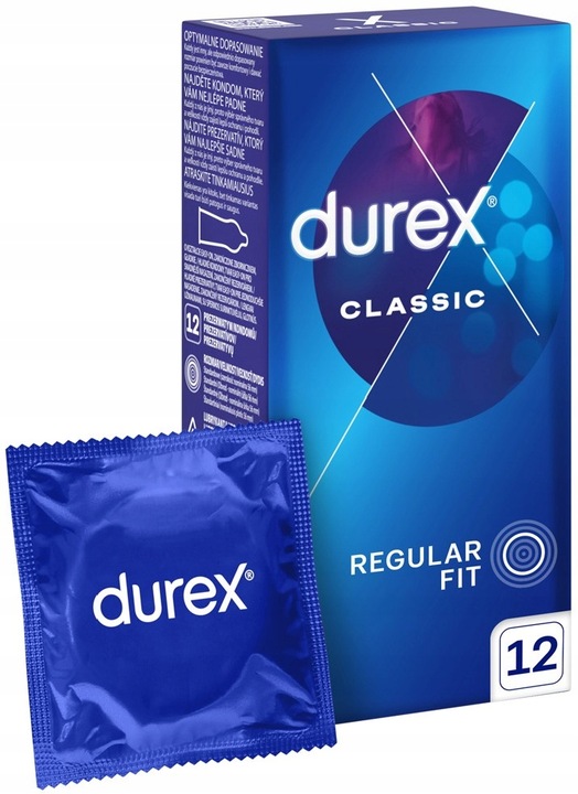 DUREX prezerwatywy CLASSIC Klasyczne Nawilżane 12 sztuk Komfortowe