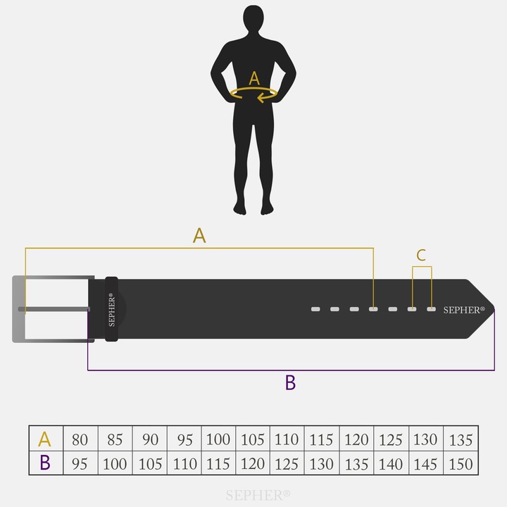 SEPHER Pasek skórzany AUTHENTIC męski CZARNY jeans