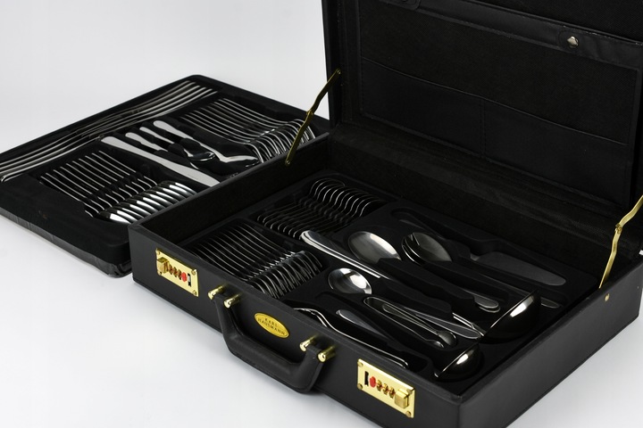 KOMPLET SZTUĆCÓW 72 EL WALIZKA DLA 12 OSÓB zestaw srebrne sztućce