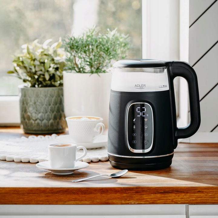 Czajnik Elektryczny Szklany Do Kuchni LED Podtrzymywanie Ciepła 1,7L