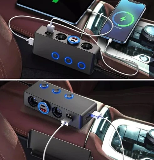 ROZDZIELACZ ZAPALNICZKI WOLTOMIERZ ŁADOWARKA USB 12V-24V QC 3.0