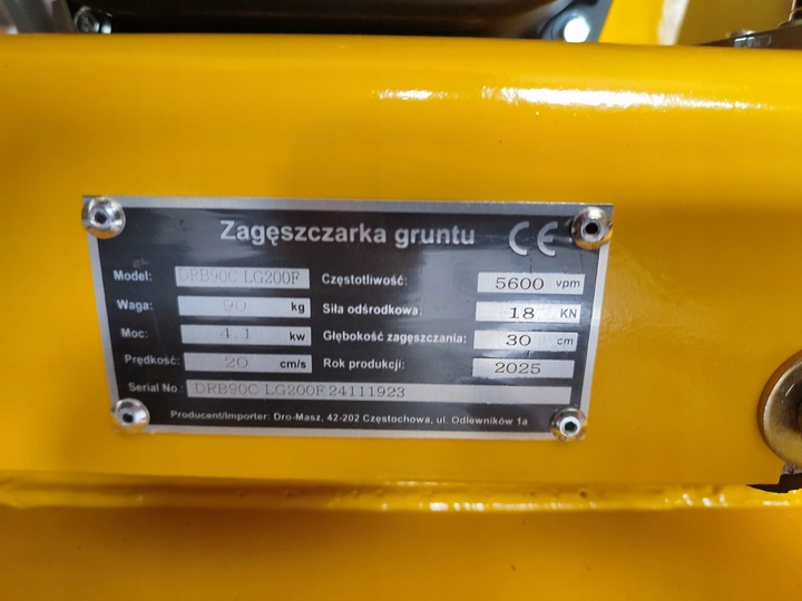 Zagęszczarka Dro-Masz 90 kg mocna 18 kN + mata + wozek + przegląd zerowy