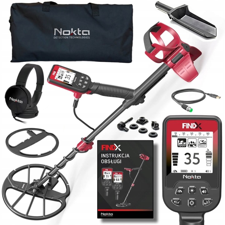 Wykrywacz Metali Nokta FindX z cewką 11" + słuchawki, torba i łopatka