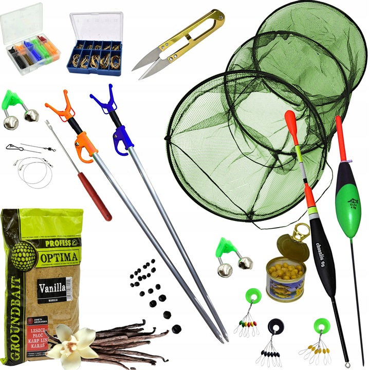 ZESTAW WĘDKARSKI 2x Wędka 2x Kołowrotek TORBA Siatka Podpórki Zanęta Akceso