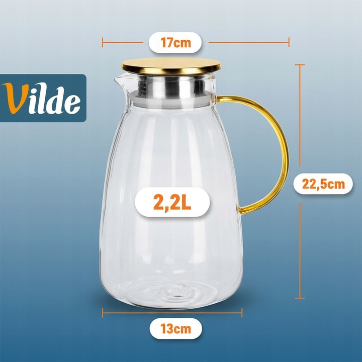 Dzbanek NA NAPOJE wodę sok lemoniadę do napojów szklany z pokrywką 2,2L
