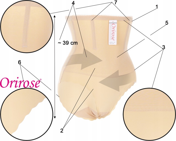 Orirose WYSOKIE laserowe MAJTKI figi WYSZCZUPLAJĄCE modelujące brzuch talię