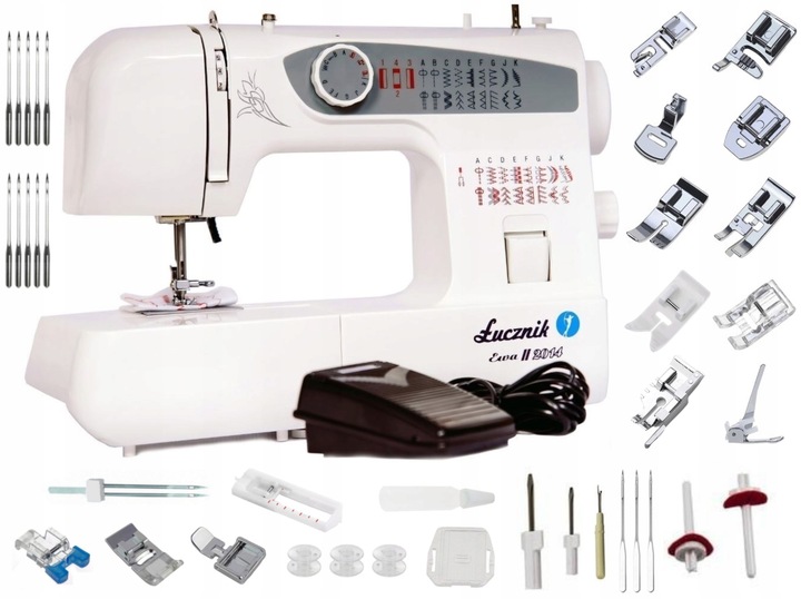 MASZYNA DO SZYCIA domowa mechaniczna solidna Łucznik Ewa II 2014 + GRATIS